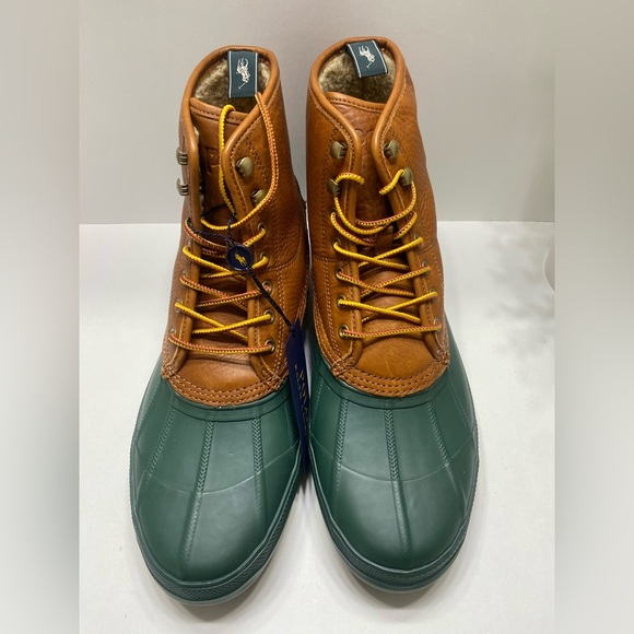 NEW NEW Polo Ralph Lauren Claus Lace Up Men's Sherpa Lined Duck Boots Brown 8,11 - Picture 2 of 9